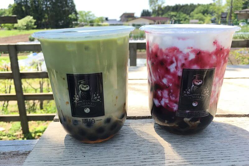 栃木 那須高原 タピオカファクトリー TAPIOKAFACTORY 琥珀 こはく kohaku 行列 黒糖抹茶ミルク アメジストブルーベリーミルク